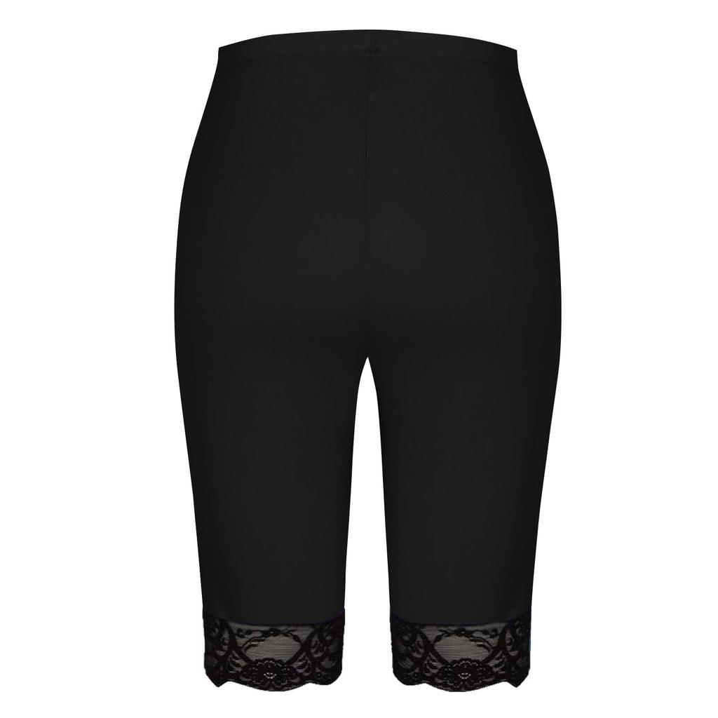 Women's Fashion Large Solid Color Shorts Lace Splicing Bottom Pants With Elastic Waist Sports And Leisure Pants