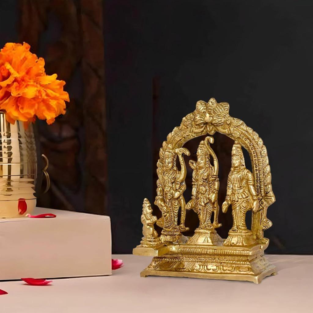 Ram Darbar Brass Murti Statue for Pooja Room & Gift, Religious Idol Figurine for Home & Office Decor, Hindu Lord Ram