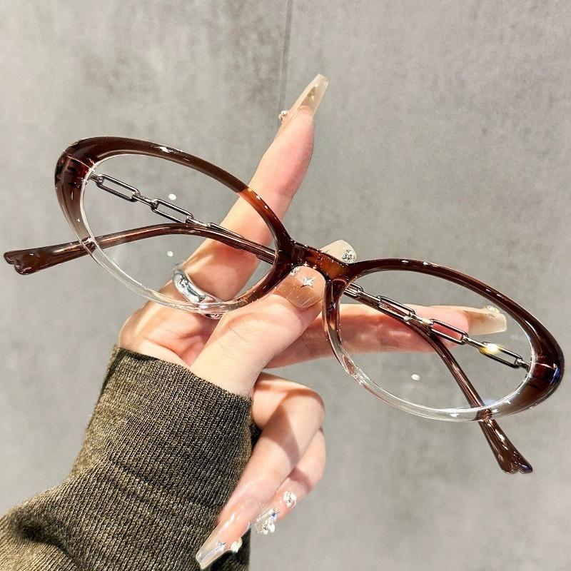 Retro Brand Designer Small-Frame Oval Presbyopia Glasses High-Quality Metal Chain-Leg High-Definition Women's Reader Eyewear