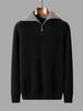 Men's Fashion Versatile Half-Zip 100% Wool Color Block Sweater