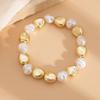 SHIXIN 4 Styles Smooth Metal Hug Shaped Wavy Cuff Spring Bangles Women Luxury Imitation Pearl Beads Bracelets 2026 New Jewelry