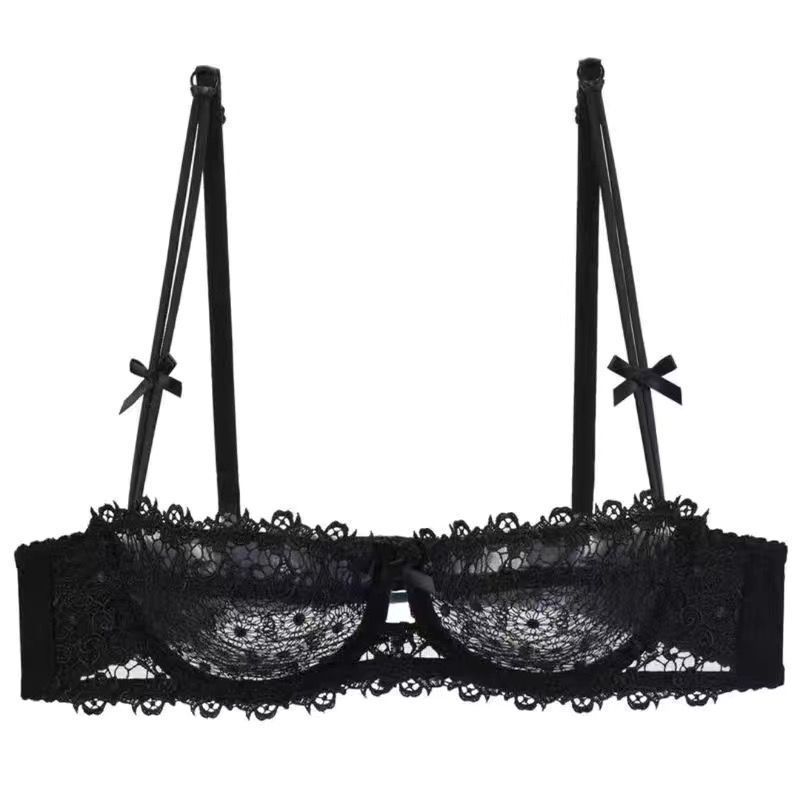 Reggiseno Balconette in Pizzo Bianco con Dettagli a Fiocco Nero e Spalline Regolabili Rimovibili