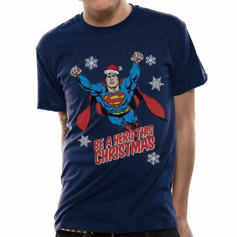 Unisex T-shirt Superman Christmas Hero L