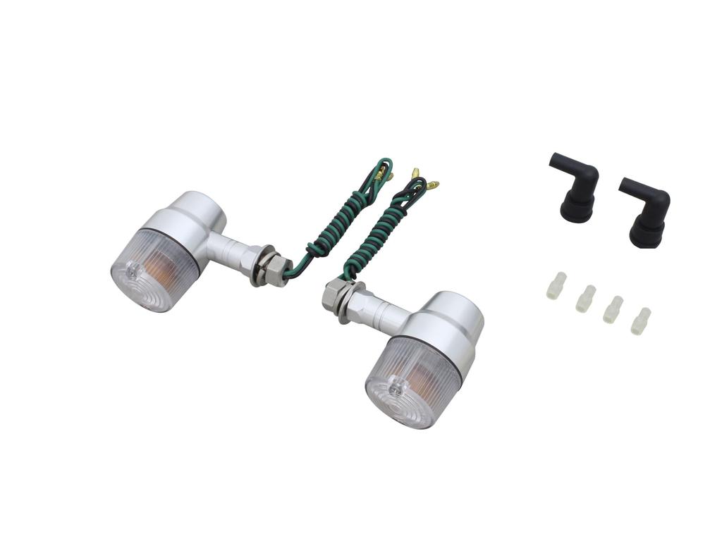 POSH FAITH Akcesoria Motocyklowe Kierunkowskazy Aluminiowe Obrabiane Kierunkowskazy Super Bike Mini Typ Krótki Pobyt Pojedyncza Żarówka Nie 2 Sztuki M10 Srebrny Klosz