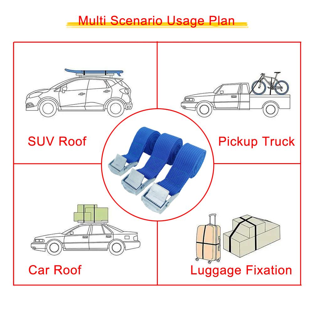 2pcs 3 Meters Buckle Tie-Down Belt Cargo Straps for Car Truck Motorcycle Bike Tow Rope Binding Belt Auto Luggage Bag Fixed Strap
