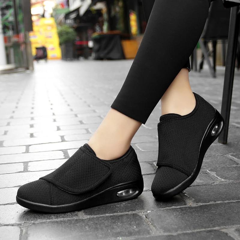 Sneaker Damen Orthopädie Breite Füße Geschwollen Walking Freizeitschuhe Hallux Valgus Anpassen Weich Bequem Diabetikerschuhe für Frauen