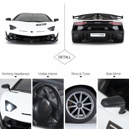 RASTAR 1/14 Scale Lamborghini Aventador SVJ Radio Control Car, RC Model Car with Illuminating Headlights and Taillights, White, 2.4GHz