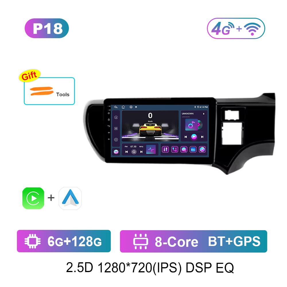 9 Inch DSP Stereo Android OS for Toyota Aqua 2011 - 2017 Navi GPS 4G Car Radio Multimedia Player BT IPS Screen WiFi Cooling Fan