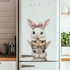 Cute Rabbit with Bow Creative Wall Stickers, Self-Adhesive Decor for Bedroom Living Room Background Decoration