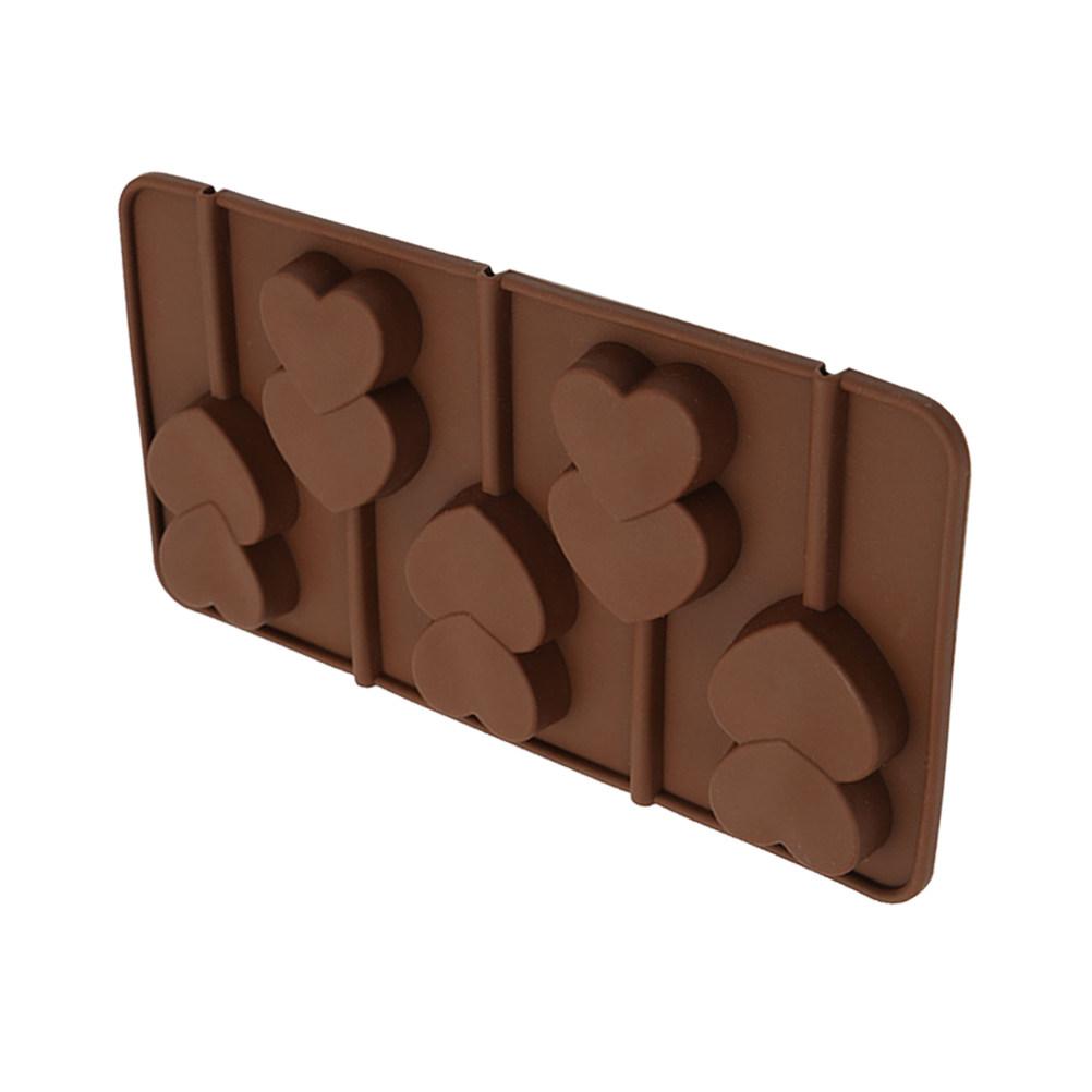 Two Hearts Lollipop Shape Silicone Chocolate Mold Tray for DIY Baking Decorating Candy Making Party Bar Kitchen Use Dishwasher