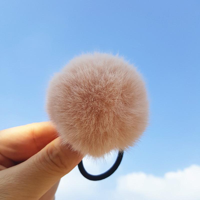 Candy Color Imitation Rabbit Fur Pompoms Elastic Hair Rubber Band Scrunchie Women Plush Hair Rope Autumn Winter Hair Accessories