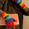 Touchscreen Winter Gloves Rainbow Color Knit Warm Gloves Touch Screen Phone Compatible for Outdoor Sports Running Hiking Skiing