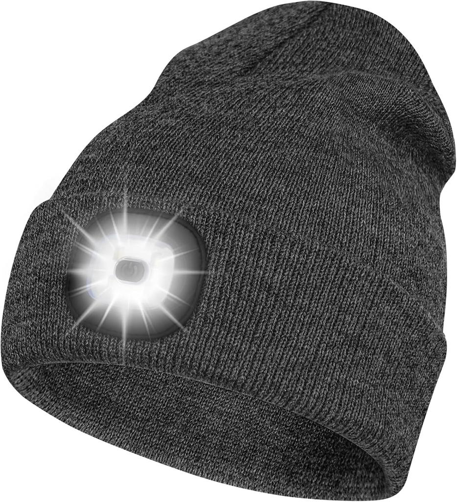 1 Pc Led Beanie Hat With Light, Rechargeable Headlamp Cap, Unisex Winter Warm Knitted Hats, Headlight For Running Hiking Camping