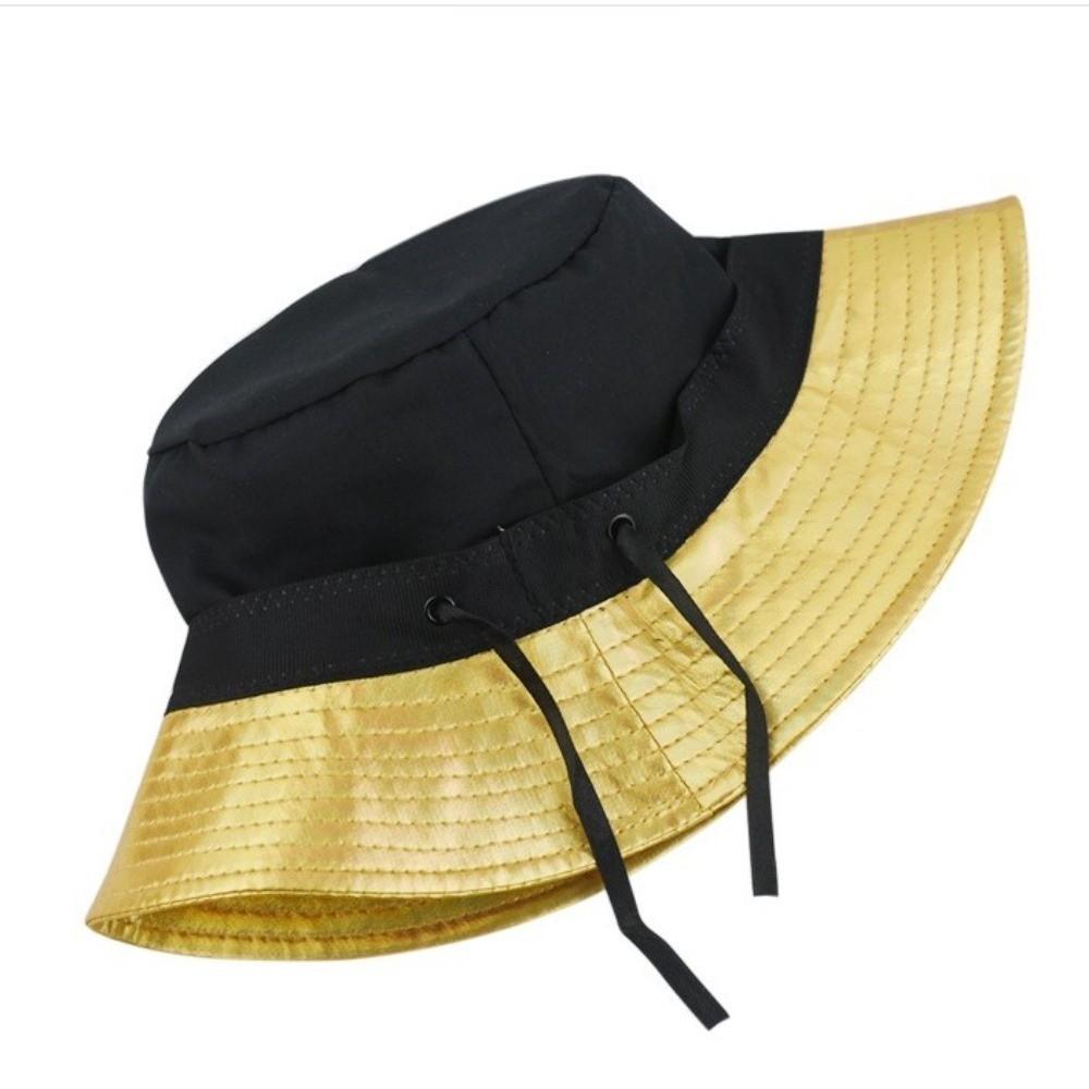 Leder Leuchtender Eimerhut Einseitig Glänzend Sonnenhut Laser Regenbogen Fischerhut Outdoor Reisen