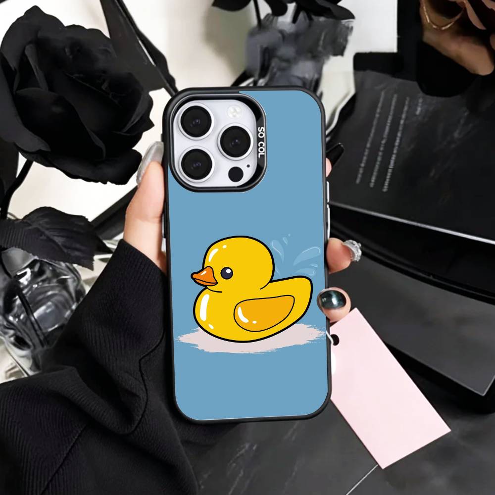 Adorable Yellow D-Duck   Phone Case For iPhone17,16,15,14,13,12,11 Plus,Pro Max Colored Silver Plated Inside Cover