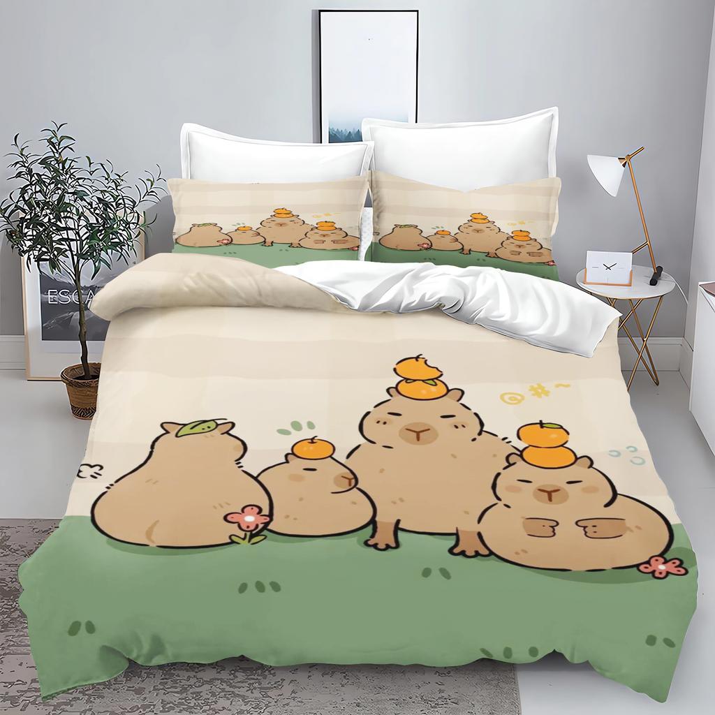 New 3d Print Kawaii Animal Capybara Bedding Set Boys Girls Twin Queen Size Duvet Cover Pillowcase Bed Kids Adult Home Textiles