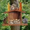 Sincap Besleyici Chipmunk Piknik Masası Besleyici Mısır Koçanı Tutucu ile Ahşap Sincap Evi Açık Hava Sincap Besleyici Bahçe Dekoru