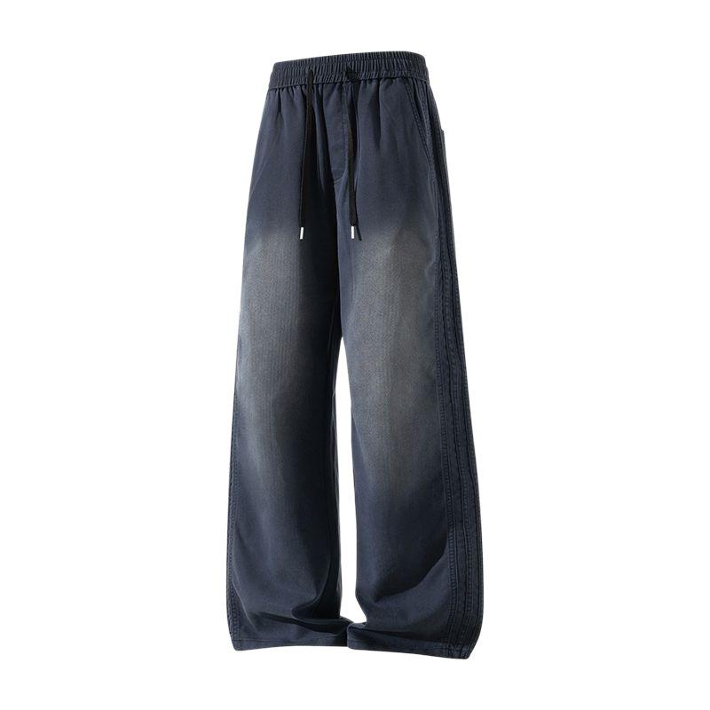 Mens Summer Thin Loose Wide Leg Casual Denim Long Pants