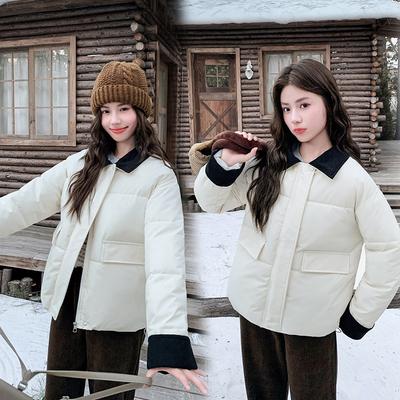 Contrast Color Down Jacket Women's New Winter Thickened Loose Cotton Coat Small Man's Cotton-padded Jacket