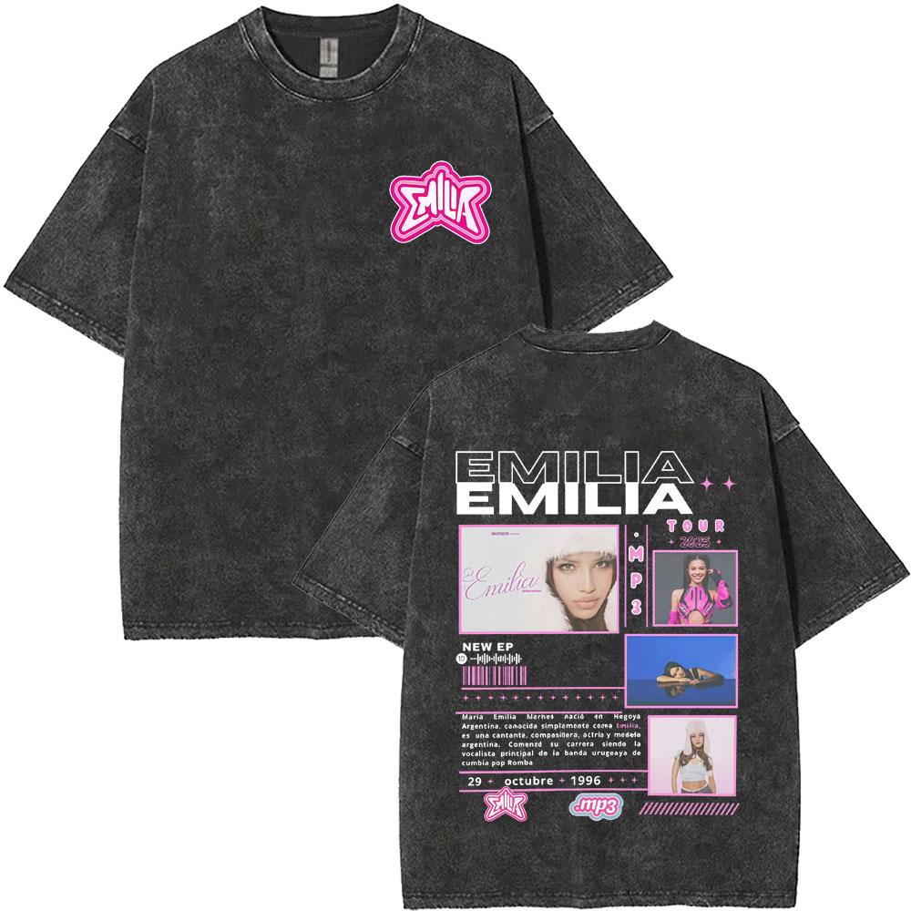 Singer Emilia Mernes MP Graphic Washed Vintage Tshirt Male Fashion Oversized Tshirt Mens Womens Premium Aesthetic Streetwear