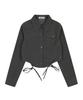 DELICCENT Miu String Crop Shirt [Charcoal]