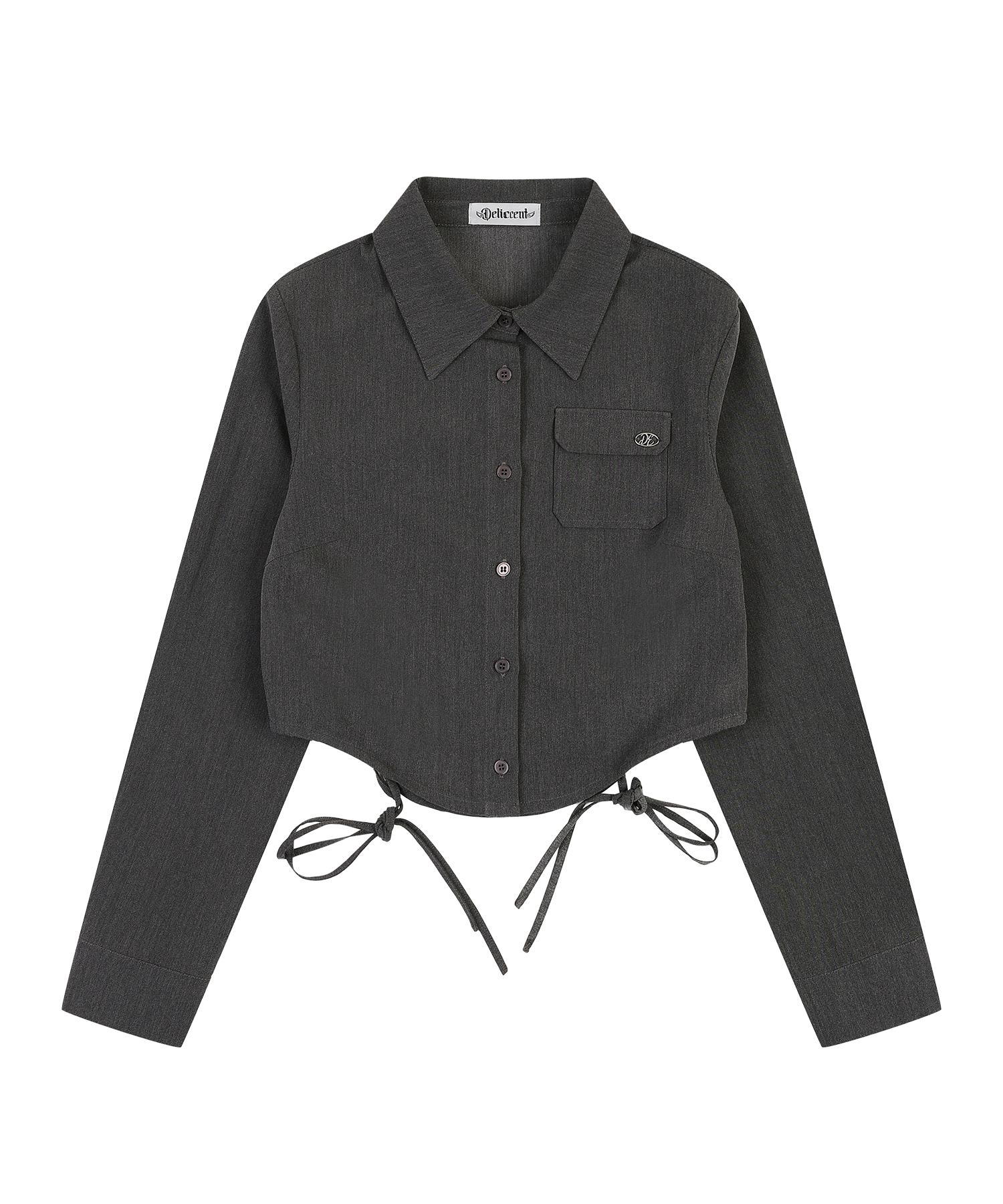 Deliscent Miu String Crop Shirt [Charcoal] Charcoal/Free