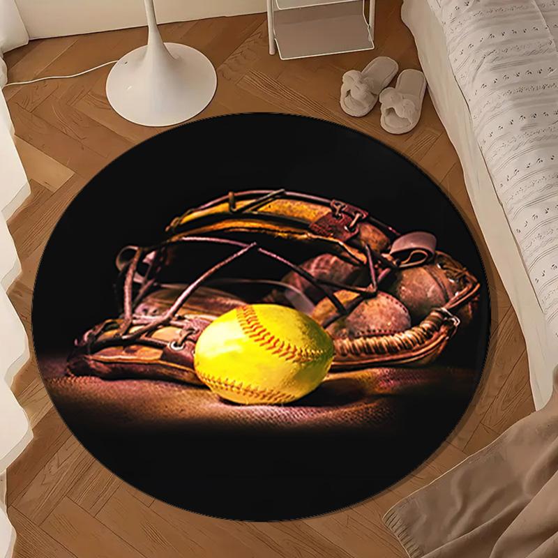 Baseball Passion And Heritage Round Rug for Livingroom,Bedroom, Palyroom, Chair Rug, Area rug, Circle Carpet, Large Size Fan Christmas gift