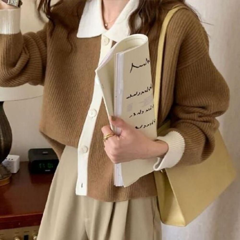 Navava Casual Color Block Long Sleeve Knit Cardigan Nk2807