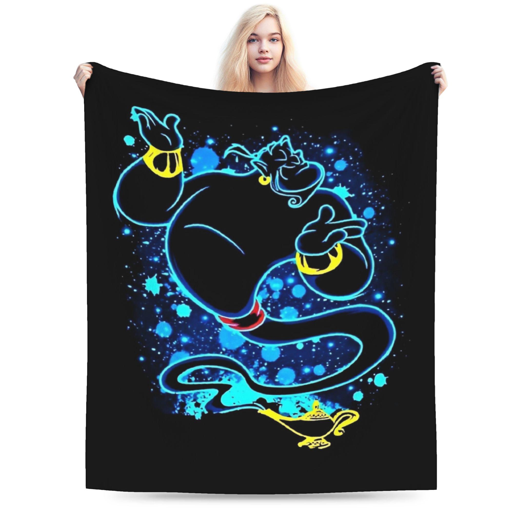 Aladdinn 1992 Magic Carpet Knitted Blanket Aladdin Movie 90s Cartoon Flannel Throw Blanket Home Couch Portable Warm Bedspread 75x90cm