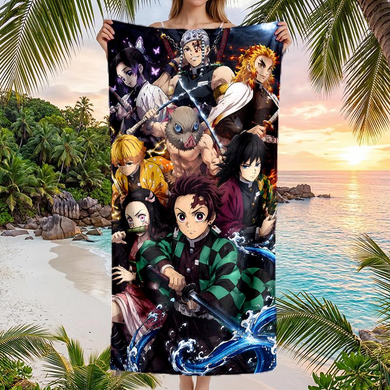 Demon Slayer Fashion Beach Towel: Ideal for Summer Adventures Soft, absorbent and quick drying suitable for swimming and bathing
