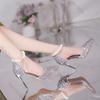 Fashion Women's High Heels Spring Autumn Fashion Pointy Head Hollow 10cm Thin Heeled Ladies Shoes Sexy Bling Ankle Buckle Single Shoes