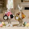 Easter Bunny Clock Decor Resin Rabbit Figurine with Top Hat And Pocket Watch Spring Vintage Bunny Statue for Desk Shelf Home Decor