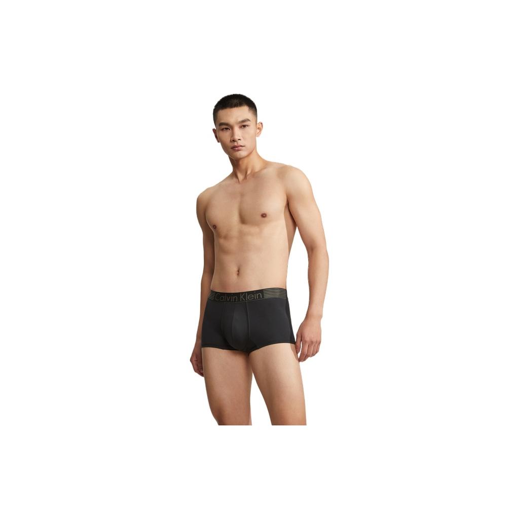 Calvin Klein Striped Jacquard Waistband Smooth Boxer Shorts Men Underwear Black NB1021O001