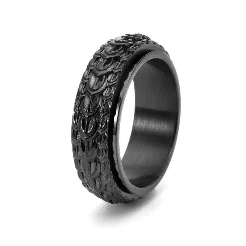 Dragon Scale Anxiety Ring for Men Women Cool Black Blue Gold Plated Snake Dragon Scales Spinner Ring 2025
