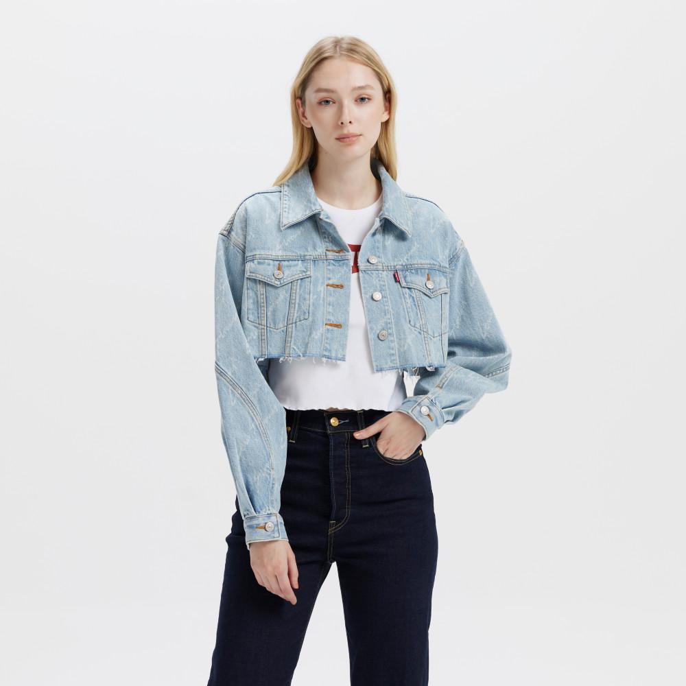 Levis Loose Casual Comfortable Short Sleeve Denim Jacket Women Jackets Light-Blue 003SY-0001