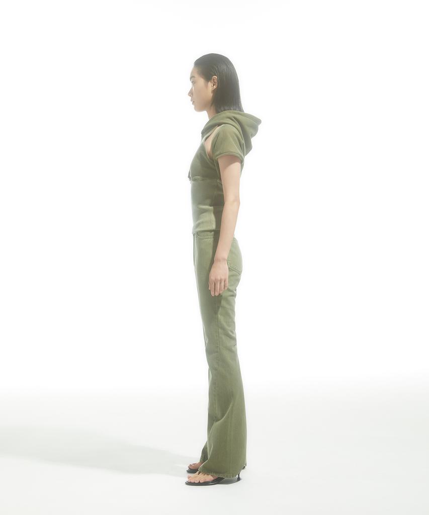 DRAE Raw-Edge Flared Jeans_Khaki