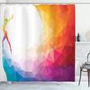 Colored Geometric Ombre Shower Curtains For Bathroom, Gradient Color Design Art Waterproof Fabric Bath Curtains,Teal/Blue/Orange