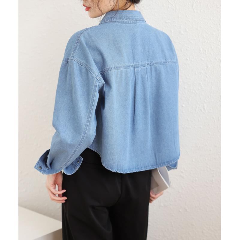 Été et Automne Nouvelle Veste Chemise en Denim pour Femmes Veste Courte Haut Fin