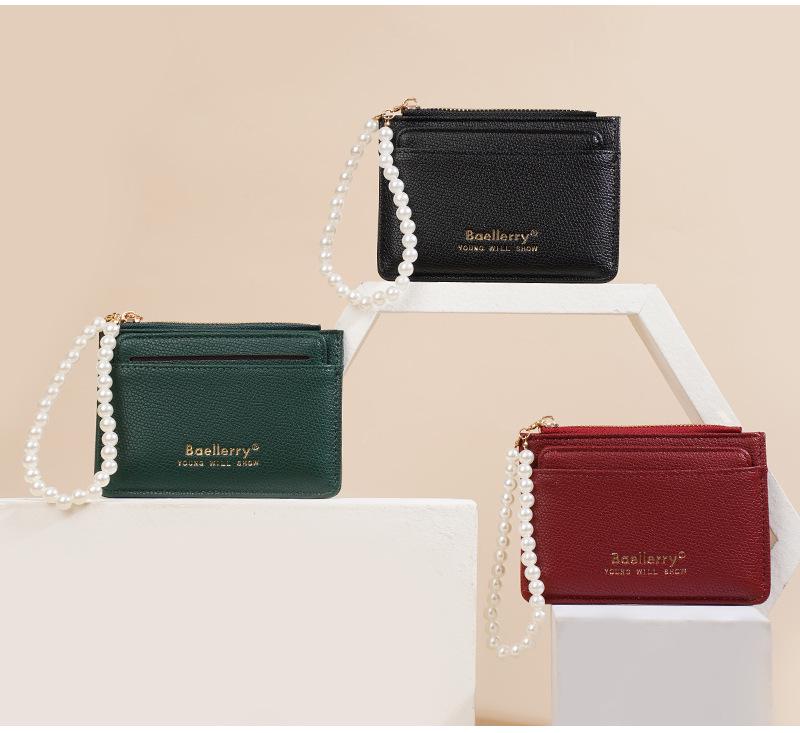 Women's INS Style Pearl Zipper Card Holder & Coin Purse