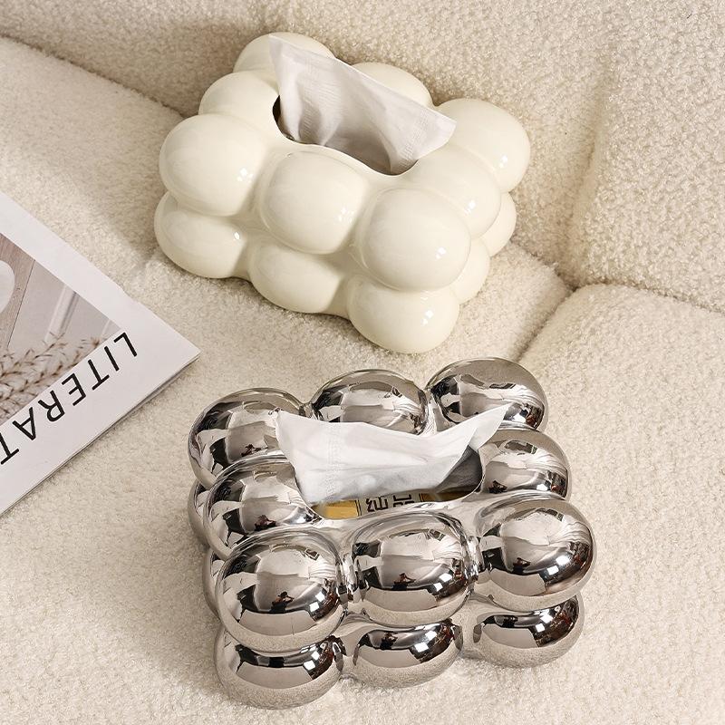 Bubble Shaped Tissue Box Modern Artistic Tissue Holder for Home Decor High End Dining Table Ceramics Affordable Luxury