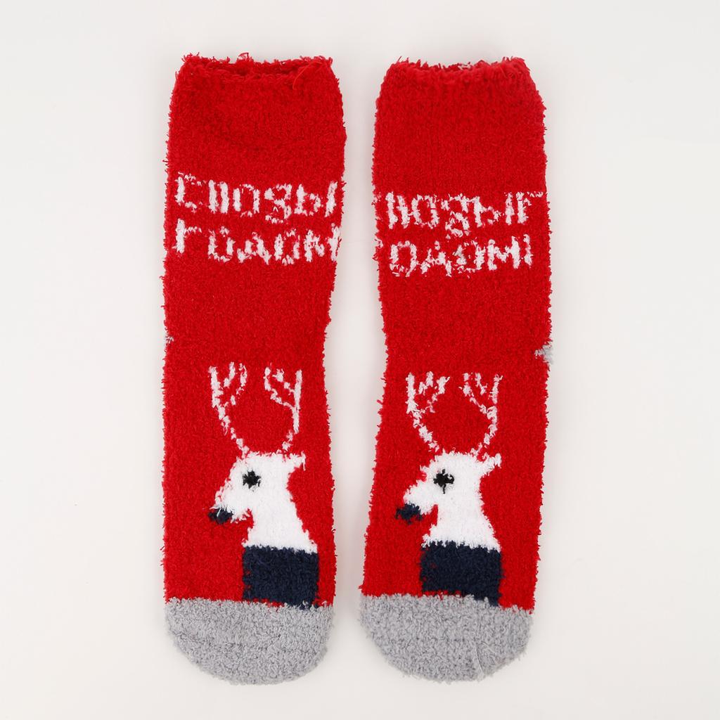 Ladies' Christmas Socks Coral Velvet Socks Cartoon Elk Half Velvet Socks Sleep Floor Socks
