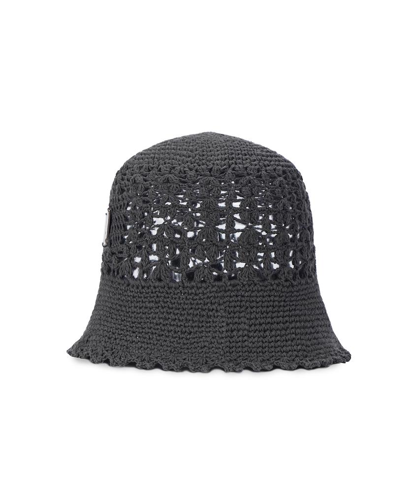 Bajal Va Plate Crochet Bucket Hat Gray