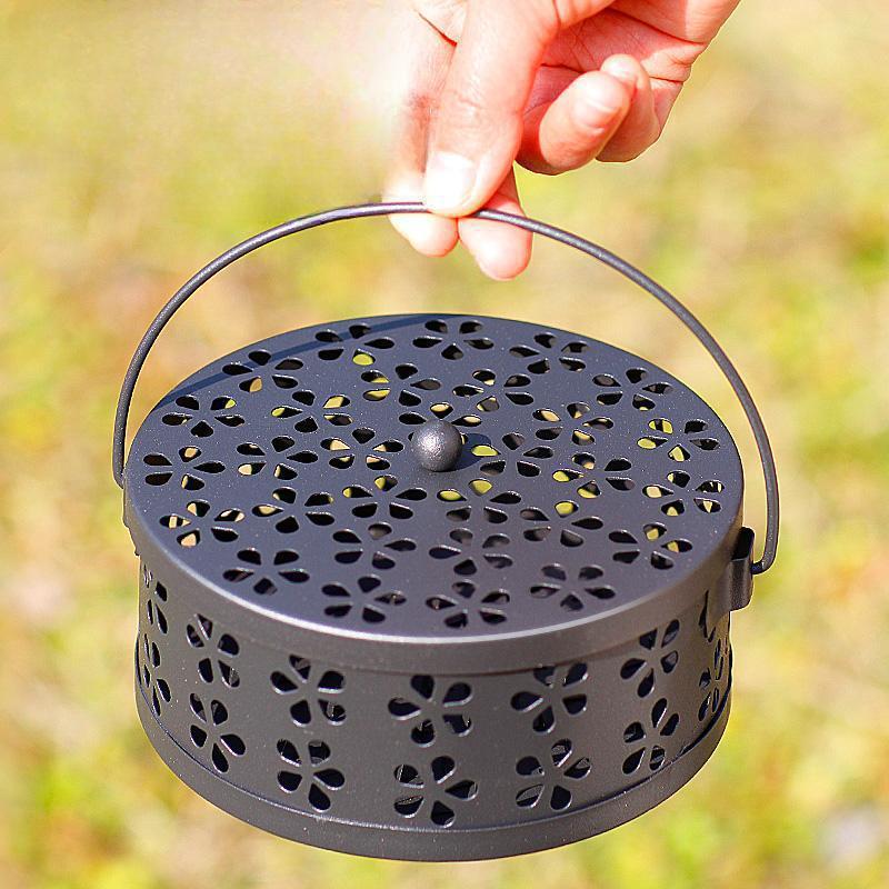 1PC Wrought Iron Mosquito Coil Box, Mosquito Coil Disc Holder, Gray Disc with Lid, New Fireproof Sandalwood Burner