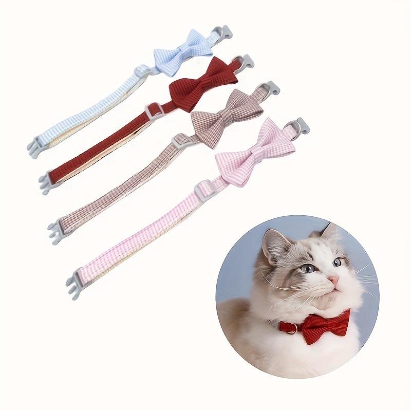 1 Pet Collar with Bow Adjustable Plaid Cat Collar Safety Buckle, Small Dog and Cat Collar Suitable for Holiday and Daily Wear