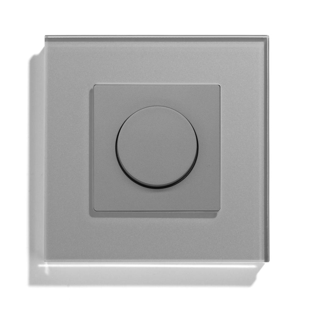 BSEED Wall Dimmer Switch Mechanical Rotary Knob Light Switch Dimmable LED Switch Crystal glass panel EU Standard 86*86mm