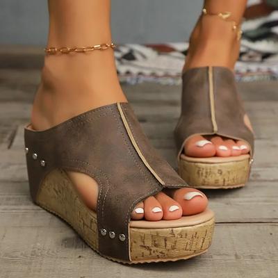 Fashion 2024 High Quality Shoes Female Open Toe Women Slippers Summer Rome Solid Outdoor Casual Platform Wedge Heel Large Size Slippers