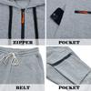 Mens Warm Thick Multiple Pockets Hooded Sweatshirt And Cuffed Sweatpants Two Piece Sports Set