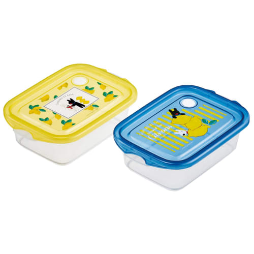 Skater Antibacterial Seal Box, Medium, 500ml X 2, Suitable for Lunch Boxes, Gaspard and Lisa Lemon Print, FCN2WAG