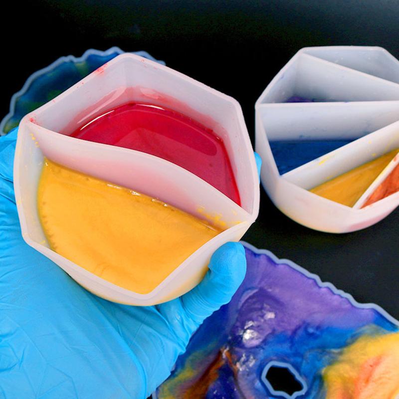 4 szt. Diy silikonowe kubki pomiarowe 2/3/4/5 komór Wielokrotnego użytku kubki do mieszania farb z mieszaniem rozdzielacza