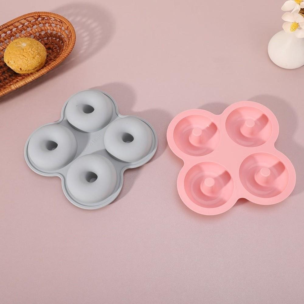 New Soft Silicone Donut Mold Reusable 4 Cavity Doughnut Pan Easy To Demold Multi-functional Cake Making Tools for Air Fryer